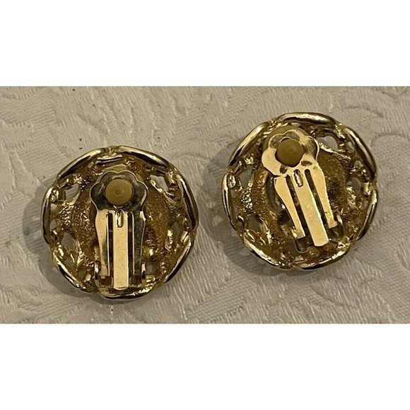 VTG. PAOLO GUCCI GOLD TONE CLIP ON EARRINGS - Picture 5 of 6